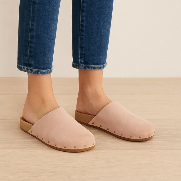 J Crew Women's Beige Slip-On Studded Pacific Marlowe Clog Mules 8.5 - Picture 1 of 7